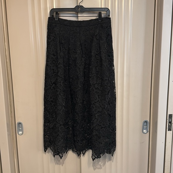 Garnet Hill black lace ankle length skirt - Picture 1 of 5